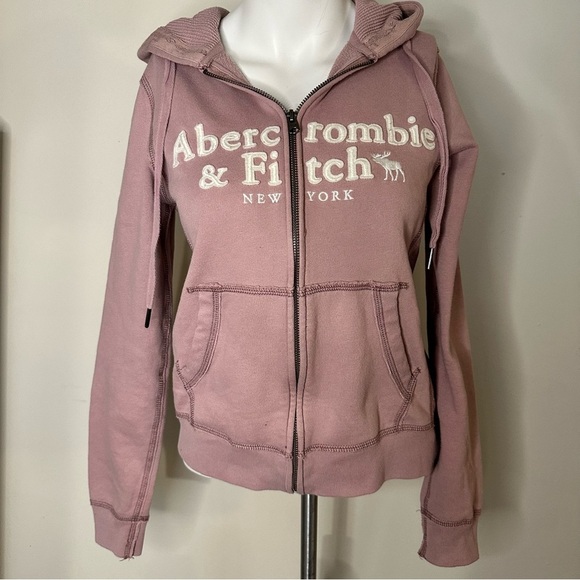 Abercrombie & Fitch Y2K Dusty Rose Pink Zip-up Hoodie - Picture 2 of 6